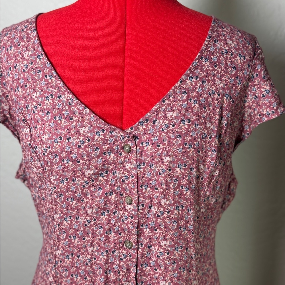 American Eagle Cottagecore Pink Floral Cutout Back Mini Dress Size XL - Picture 3 of 9